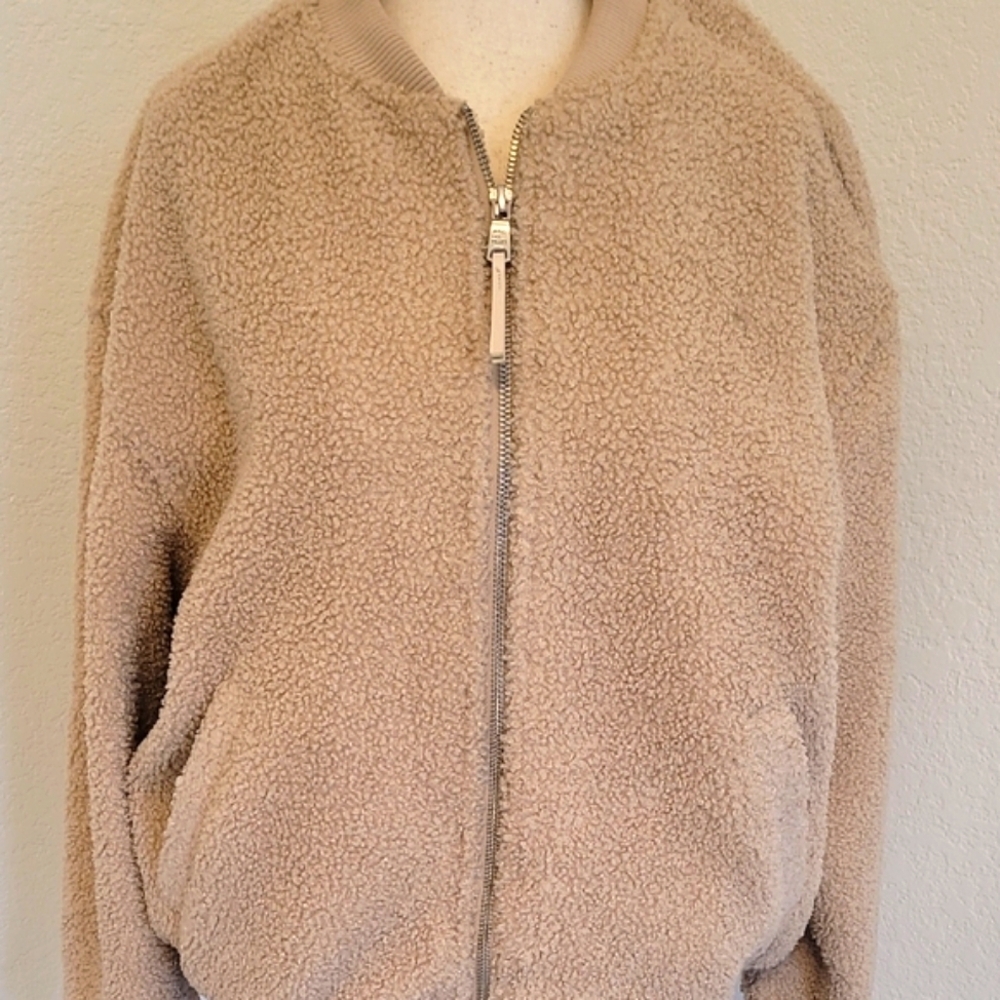 Avec Les Filles Tan Teddy Jacket Oversized Fuzzy - Picture 4 of 6